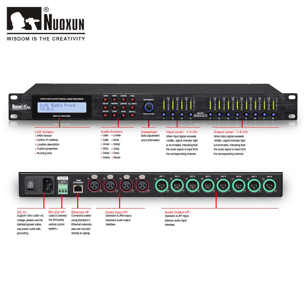 Professional 4 input 8 output digital audio processor sound speaker processor car DSP processor