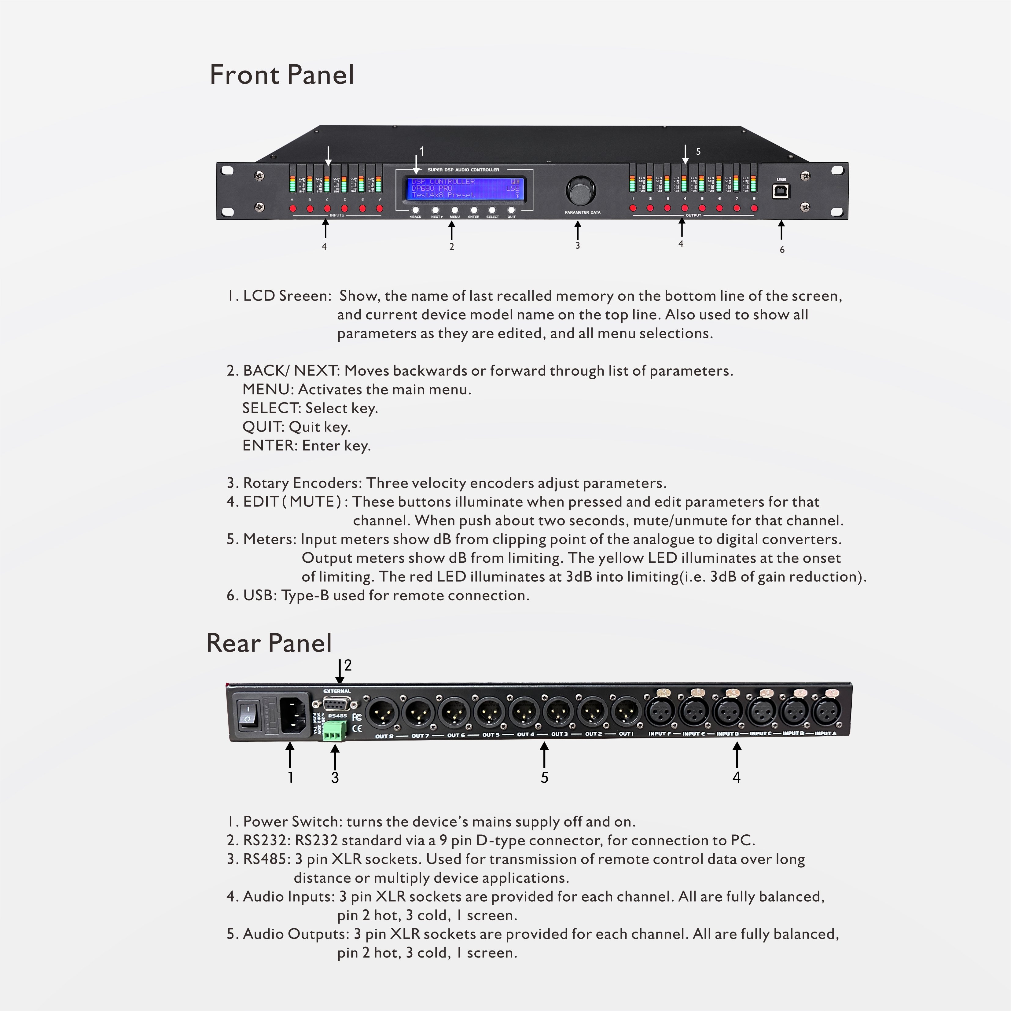 6 In 8 Out Audio Processor Professional Multifrequency Audio Driverack Professional Speaker Audio Processor
