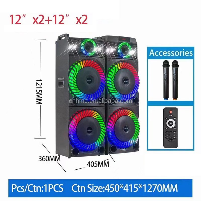 UF-A1203K Dual 12 Inch 200W Horn Active Dj Tower Speaker Cabinet Big TWS Wood Pair Speakers Bluetooth