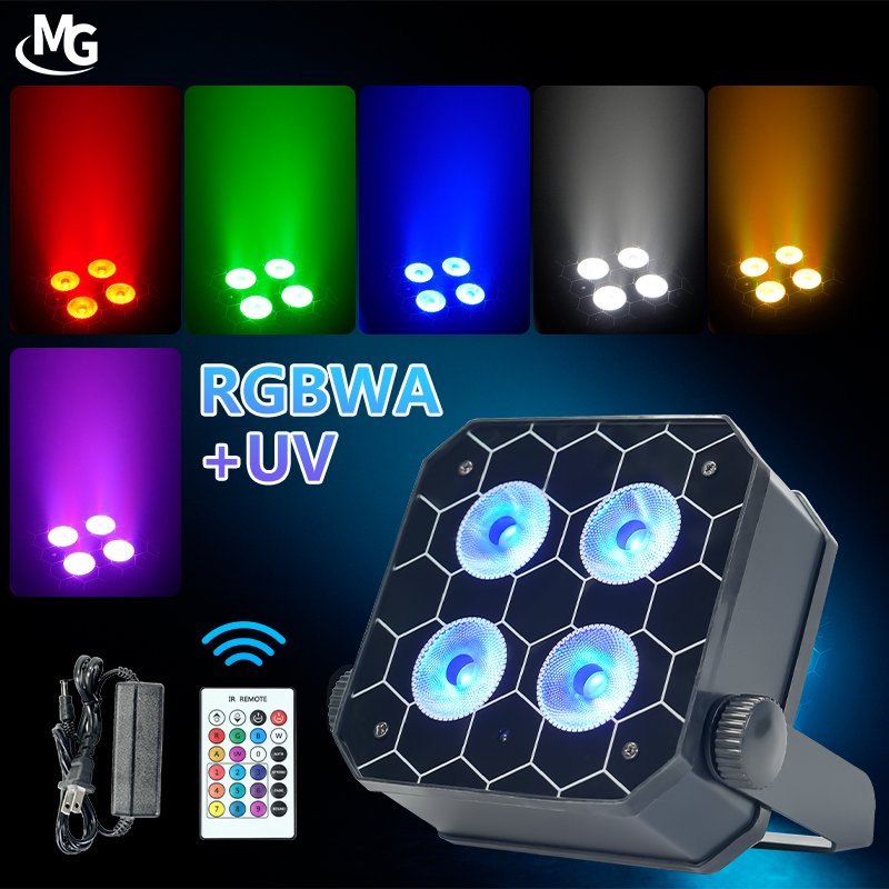 Battery Uplight RGBWA UV 6in1 Stage Lights 4*18W LED Battery Wireless Uplight for Party Wedding
