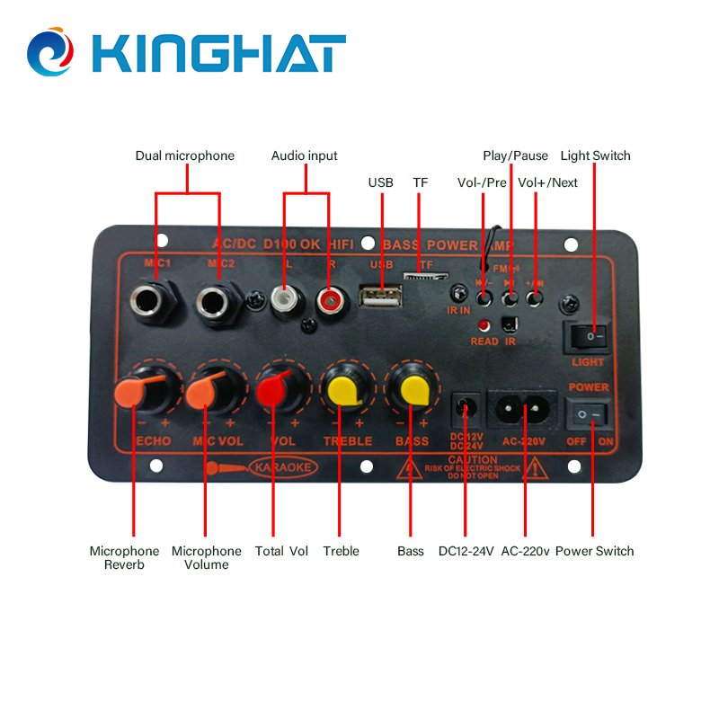 Support Karaoke Microphone 80W Amplifier MP3/WMA Player Decoder Board