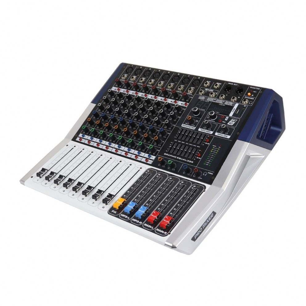 Professional 8 Channel Power Mixer Console Sound Dj Controller Usb Echo Amplifier Digital Audio Mixer with Power Amplifier
