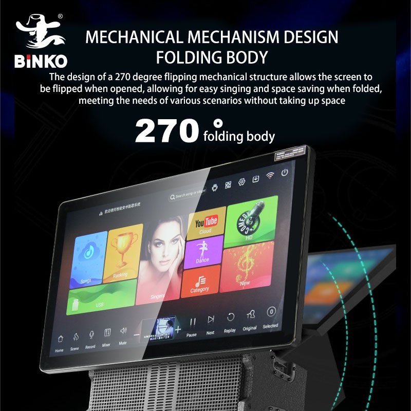Binko hifi audio home entertainment sound system speaker with 25'' touch screen video wifi smart singing family karaoke machine