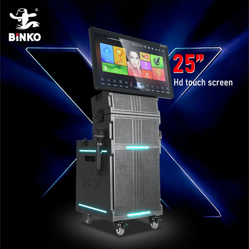 Binko hifi audio home entertainment sound system speaker with 25'' touch screen video wifi smart singing family karaoke machine