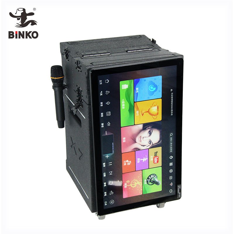 Binko hifi audio home entertainment sound system speaker with 25'' touch screen video wifi smart singing family karaoke machine