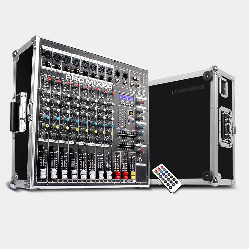 MIC-GH980 8 Channel 2800W*2 Powered Professional Mixing Console Audio Devices Suitable For Various Music Scenes Stage DJ