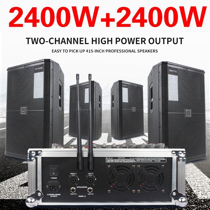 MIC-GH980 8 Channel 2800W*2 Powered Professional Mixing Console Audio Devices Suitable For Various Music Scenes Stage DJ