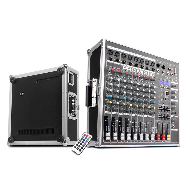 MIC-GH980 8 Channel 2800W*2 Powered Professional Mixing Console Audio Devices Suitable For Various Music Scenes Stage DJ