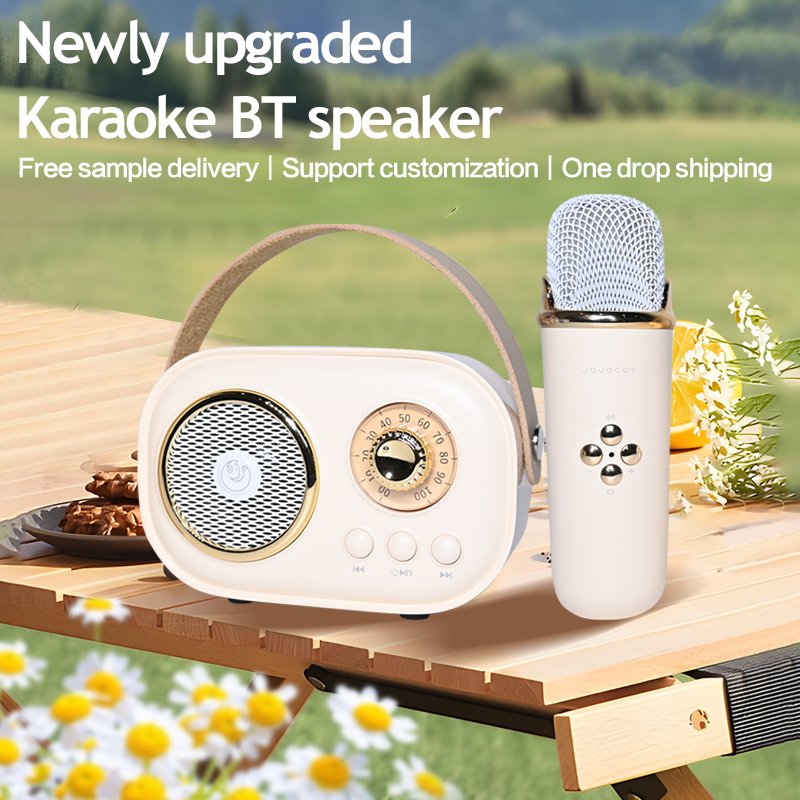 2024 Mini Portable Speaker Wireless Karaoke Speaker Holiday Gift Portable Sound Equipment with Microphone Battery Speaker