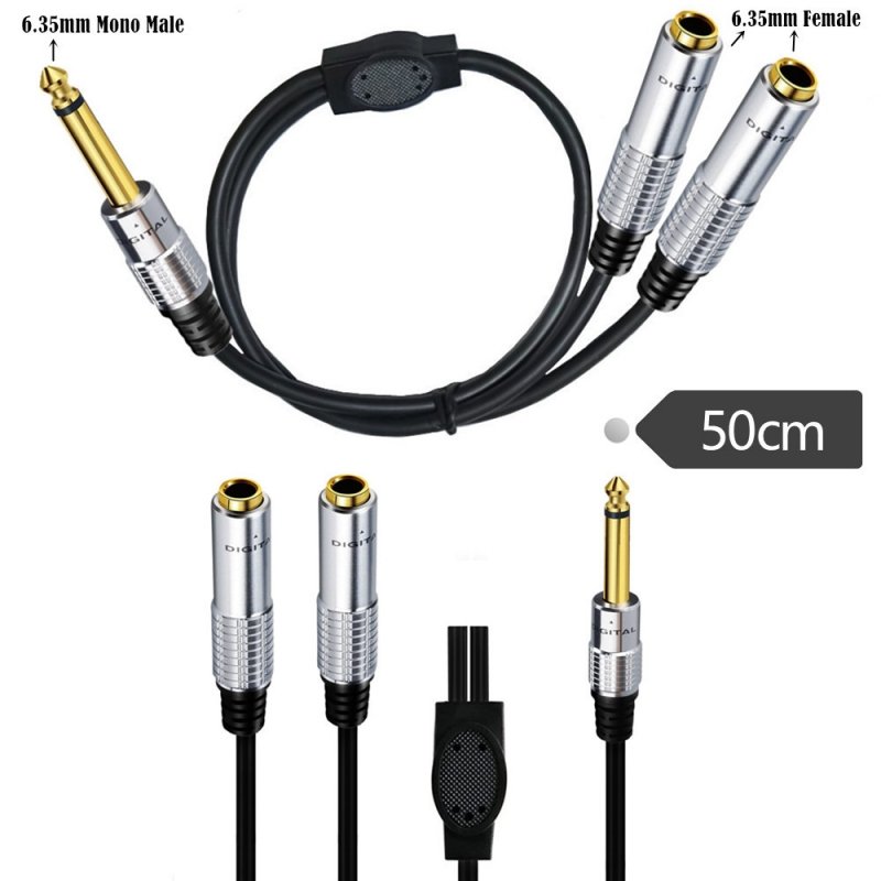1/4 Inch TS Mono Splitter Y Cable (1/4 Inch 6.35mm Mono Male to Dual 1/4 Inch 6.35mm Female)