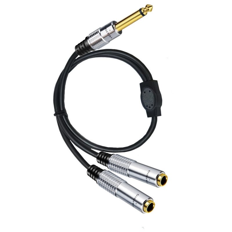 1/4 Inch TS Mono Splitter Y Cable (1/4 Inch 6.35mm Mono Male to Dual 1/4 Inch 6.35mm Female)