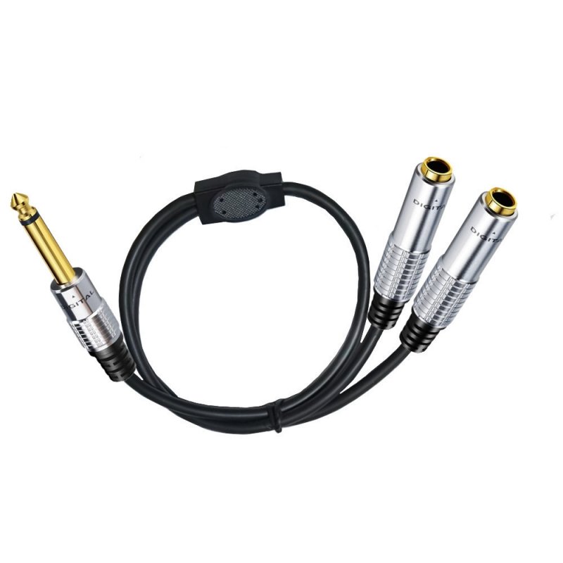 1/4 Inch TS Mono Splitter Y Cable (1/4 Inch 6.35mm Mono Male to Dual 1/4 Inch 6.35mm Female)