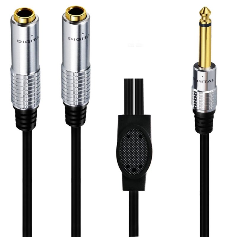 1/4 Inch TS Mono Splitter Y Cable (1/4 Inch 6.35mm Mono Male to Dual 1/4 Inch 6.35mm Female)
