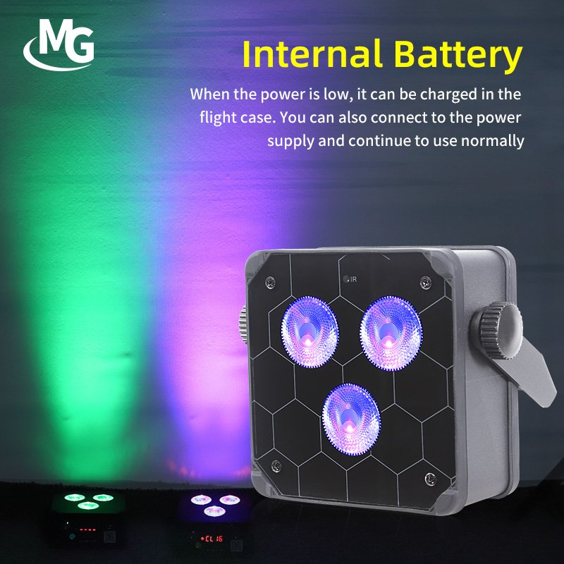 Mglight 3x18W Rechargeable Battery Operated Mini LED Par Light 3*18w Wireless Wedge Uplight Party Dj Wedding Decorations
