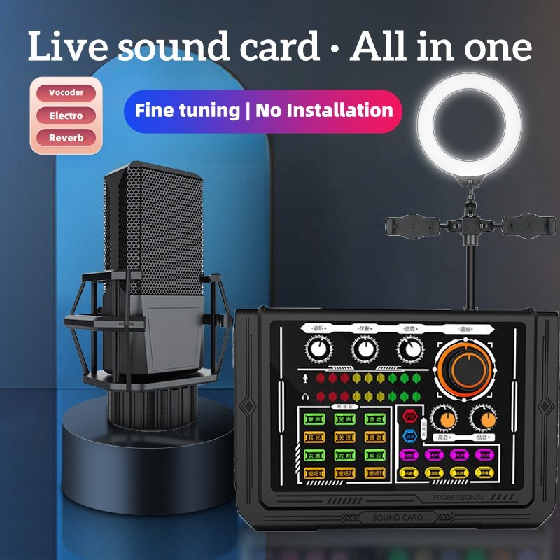 Sound Card V-P800 Audio Interface Recording, 2-Person Live Sound Card for use with 2 devices