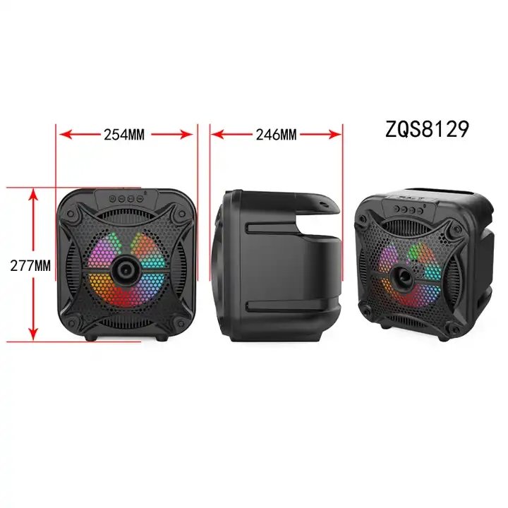 ZQS-8129 Altavoz De Karaoke Big Speakers Outdoor Dj Party 8 Inch Rgb Karaoke Trolley Blue tooth Speaker With Microphone