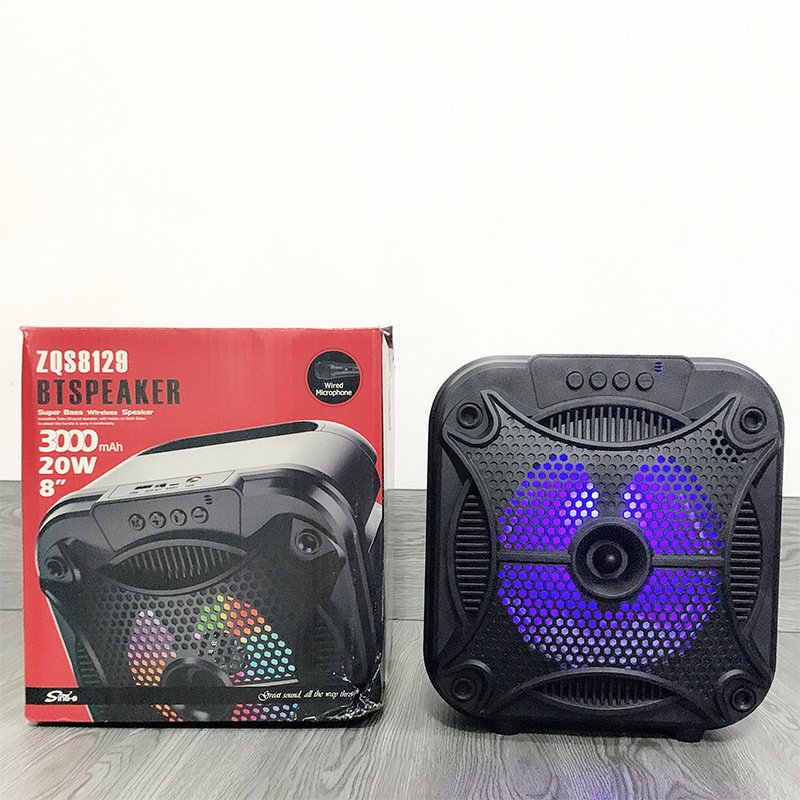 ZQS-8129 Altavoz De Karaoke Big Speakers Outdoor Dj Party 8 Inch Rgb Karaoke Trolley Blue tooth Speaker With Microphone