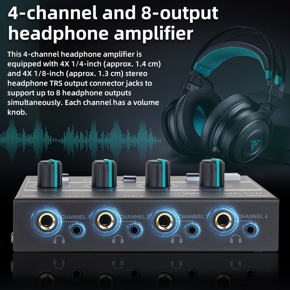 Professional Audio Power Mixing Amplifier Studio Monitor Hi-fi Headphone Amplifier 4 Channel,Microamp,AMP-I4II