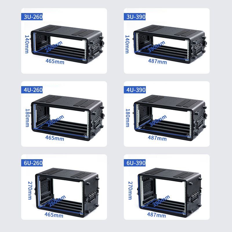 Factory Direct Waterproof 2U 3U 4U 6U Rack Case PE Plastic Durable Road Case for Audio Sound Equipment