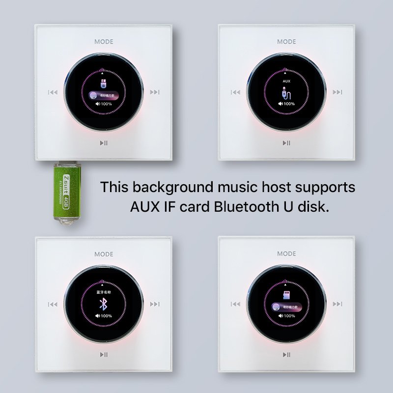 2024 background music host touch screen Wall Mounted Stereo Home Sound System Background Music Host Blue-tooth Wall Amplifier