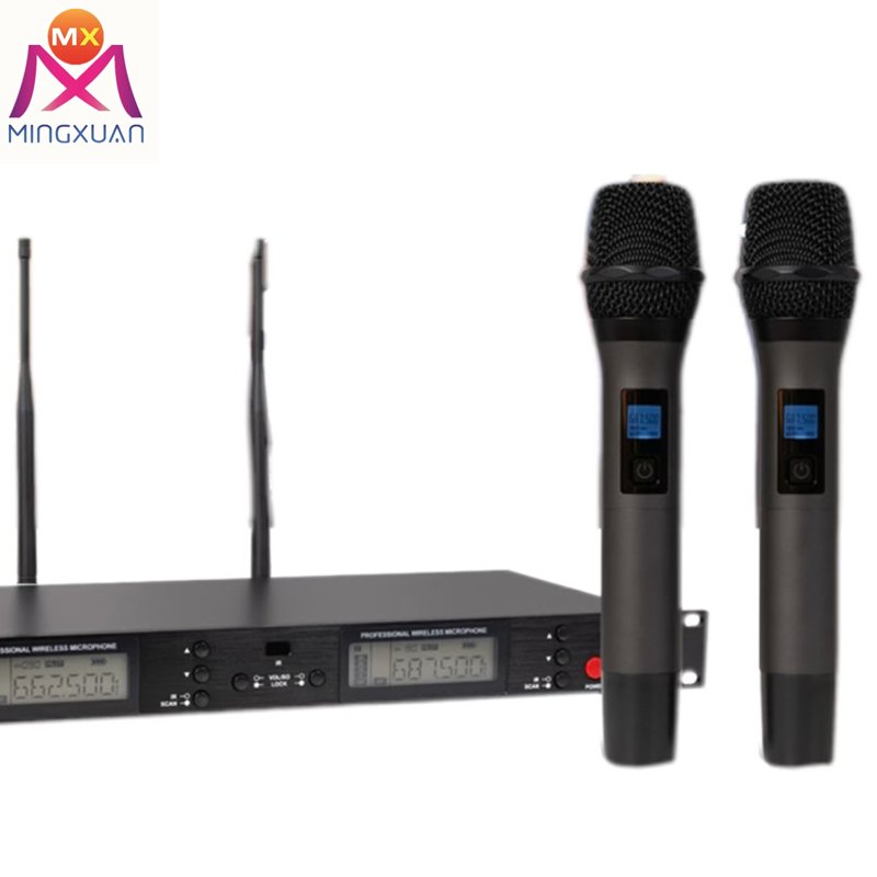 adjustable dual handheld wireless microphone professional uhf music recording equipment