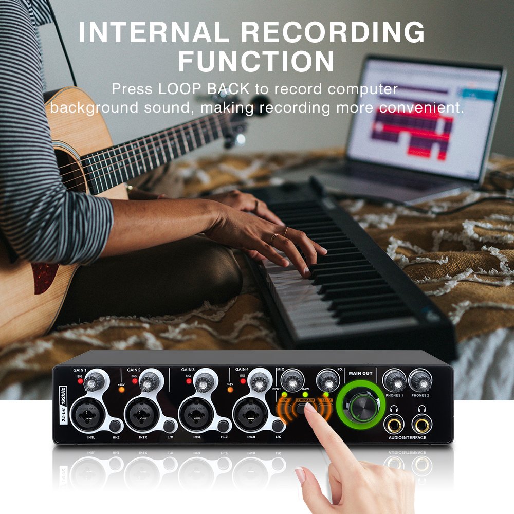 XTUGA E-44 Hot selling 4 Channels Professional 24bit 192kHz studio de audio sound card usb audio interface for live recording