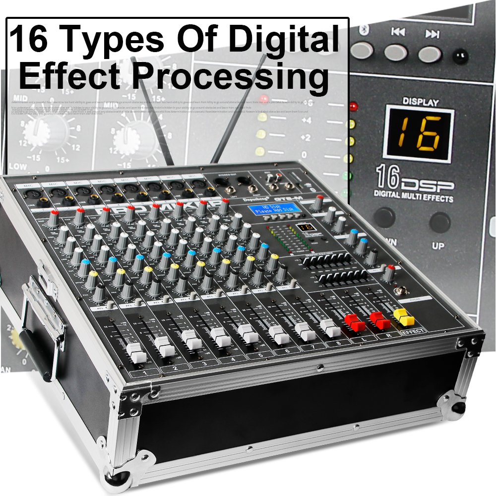 Depusheng GT8M Newest Hot Selling Equipped with 2 Handheld Wireless Microphones 8-Way High Efficiency Amplifier Mixer