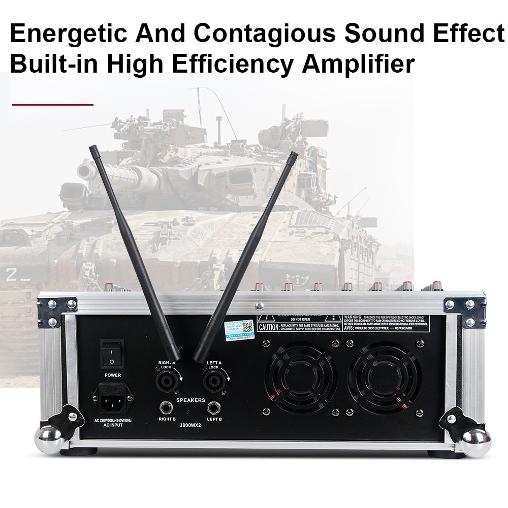 Depusheng GT8M Newest Hot Selling Equipped with 2 Handheld Wireless Microphones 8-Way High Efficiency Amplifier Mixer