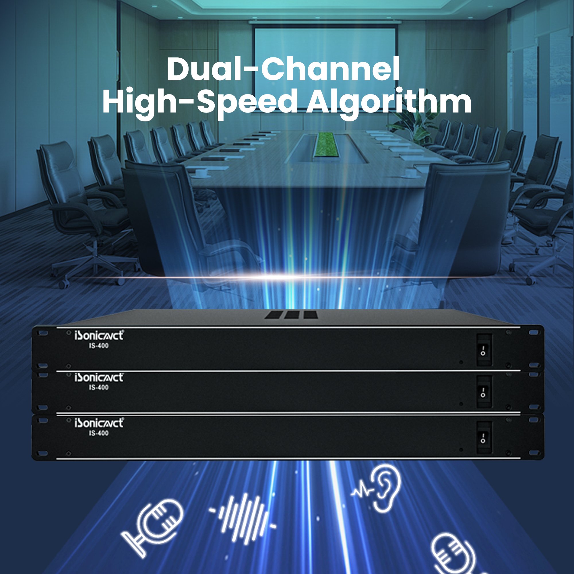 Isonicavct IS-400 DSP Feedback Echo Cancellation 12V 2input Dsp Music Boradcast Auto Audio Processor