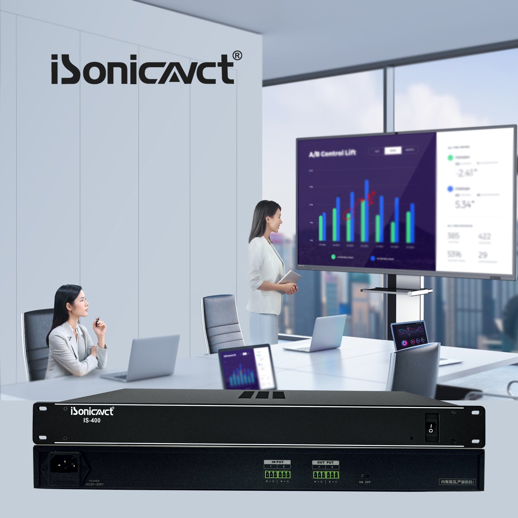 Isonicavct IS-400 DSP Feedback Echo Cancellation 12V 2input Dsp Music Boradcast Auto Audio Processor