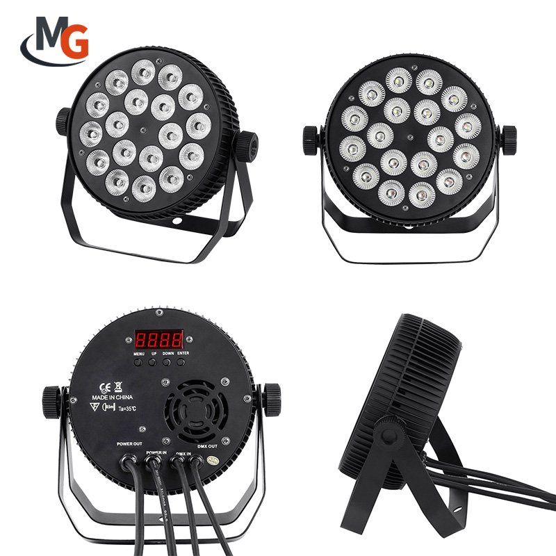 18*18W RGBW 4/5/6in1 LED Par Stage Lighting DMX Wireless Flat LED Par Light for Stage Bar Nightclub Club