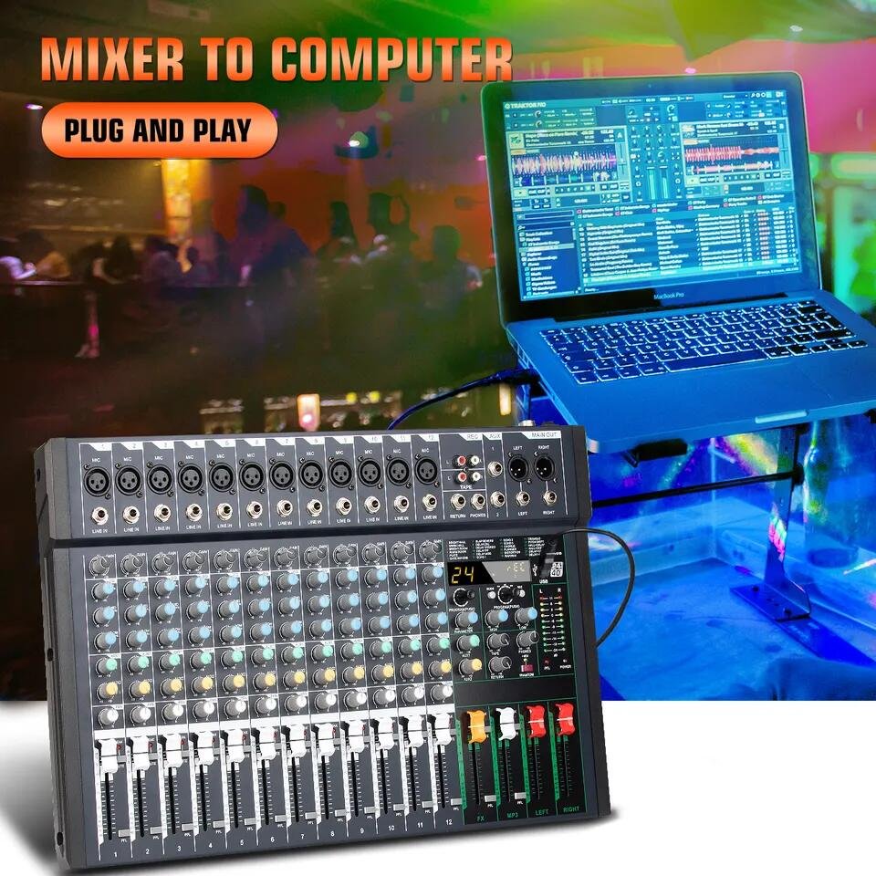 OEM FG12 Professional Sound Card Recording Interface Audio Mixer 12 Channel Audio Mixer For Stage Performance