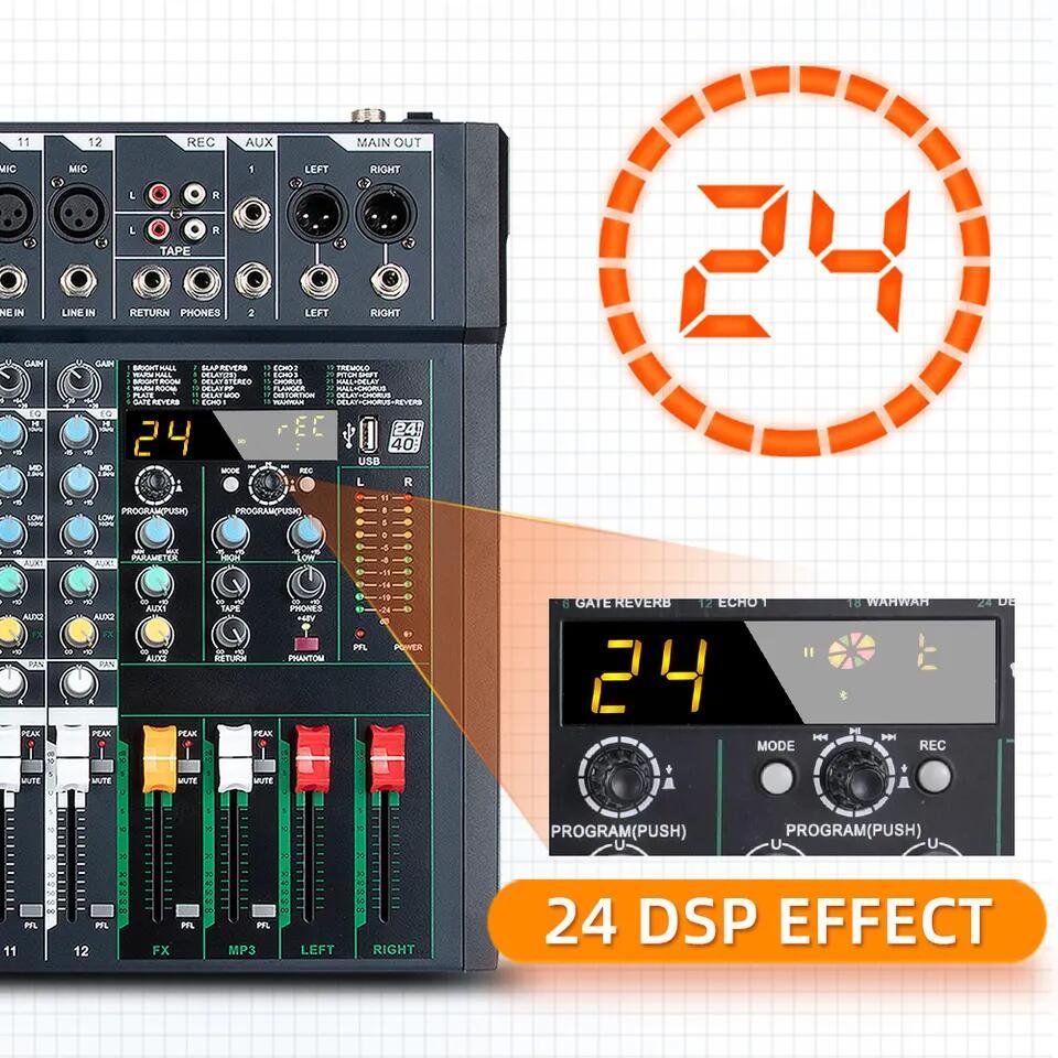OEM FG12 Professional Sound Card Recording Interface Audio Mixer 12 Channel Audio Mixer For Stage Performance