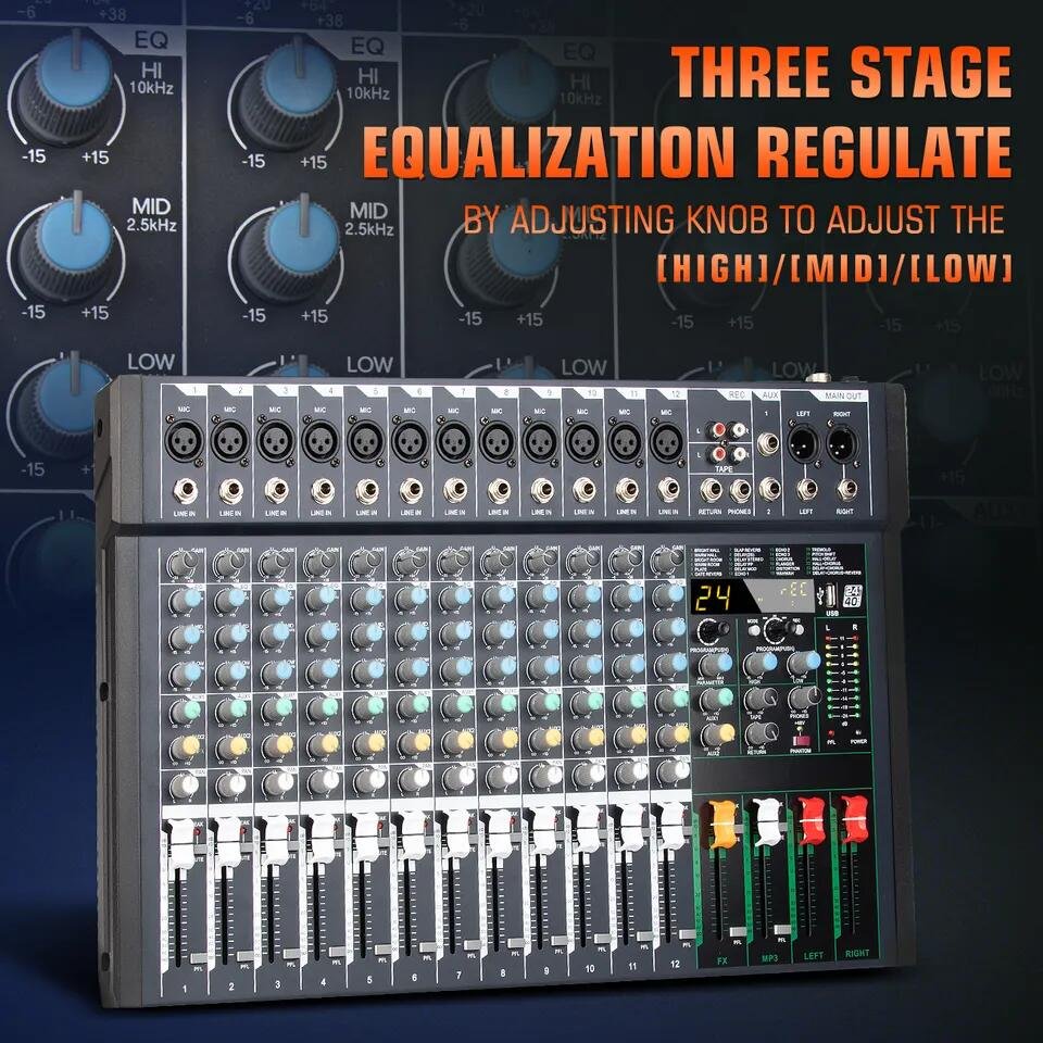 OEM FG12 Professional Sound Card Recording Interface Audio Mixer 12 Channel Audio Mixer For Stage Performance
