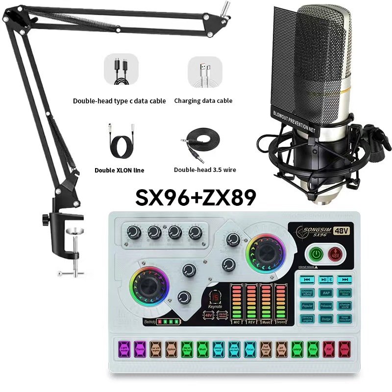 ISong music studio equipment full set With Condenser Podcast Microphone For Double Live Sound Card Studio Recording
