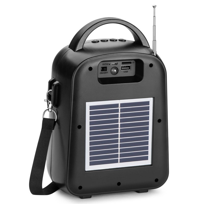 wireless bt stereo bass solar charging solar speaker with FM radio portable travel outdoor woofer active TWS HIFI music speaker