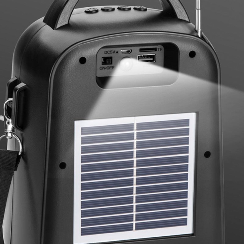 wireless bt stereo bass solar charging solar speaker with FM radio portable travel outdoor woofer active TWS HIFI music speaker