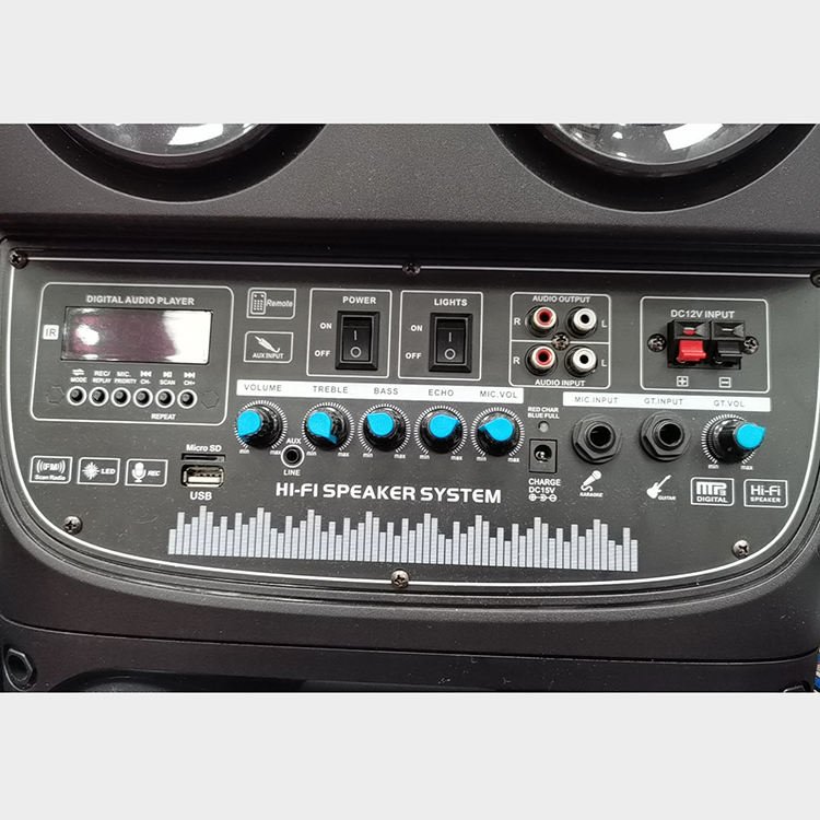 AO-1021 Wireless BT Super Bass Stereo Woofer Party Speaker With Mic LED Colorful Light Active Stage HIFI Music Karaoke Speaker
