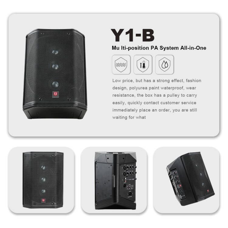 T.I Pro Audio Y1B All-in-one Powered Portable Bluetooth Speaker Wireless PA System, Black