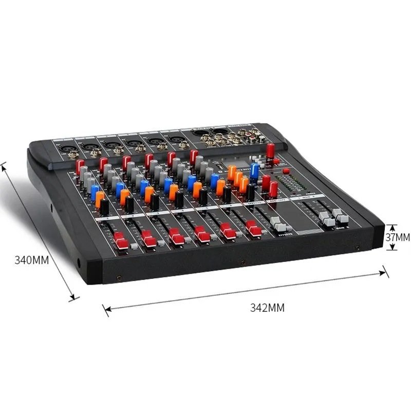 Small 6 Channel Sound Card Mixer Studio DJ Console Audio Mixer,USB Bluetooth MP3 Karaoke Stage Audio Equipment