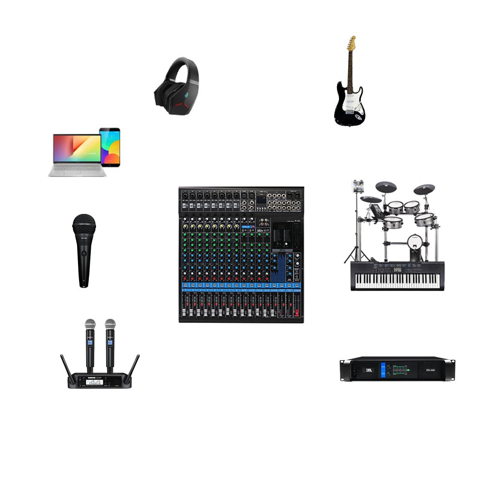 Y-16 16 channels audio sound power mixer mixing console with usb audio mixing console audio mixer
