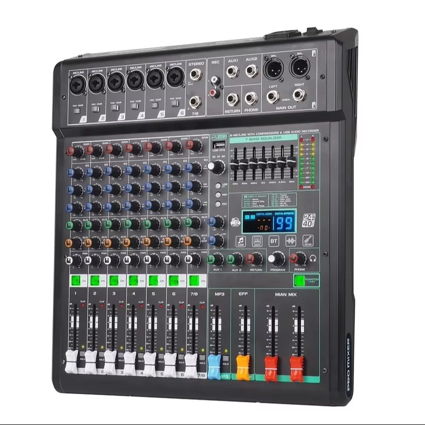 XF8/12 Professional audio mixer audio mixing console africa peru columbia DJ mixer sound equipment 99dsp player mixer