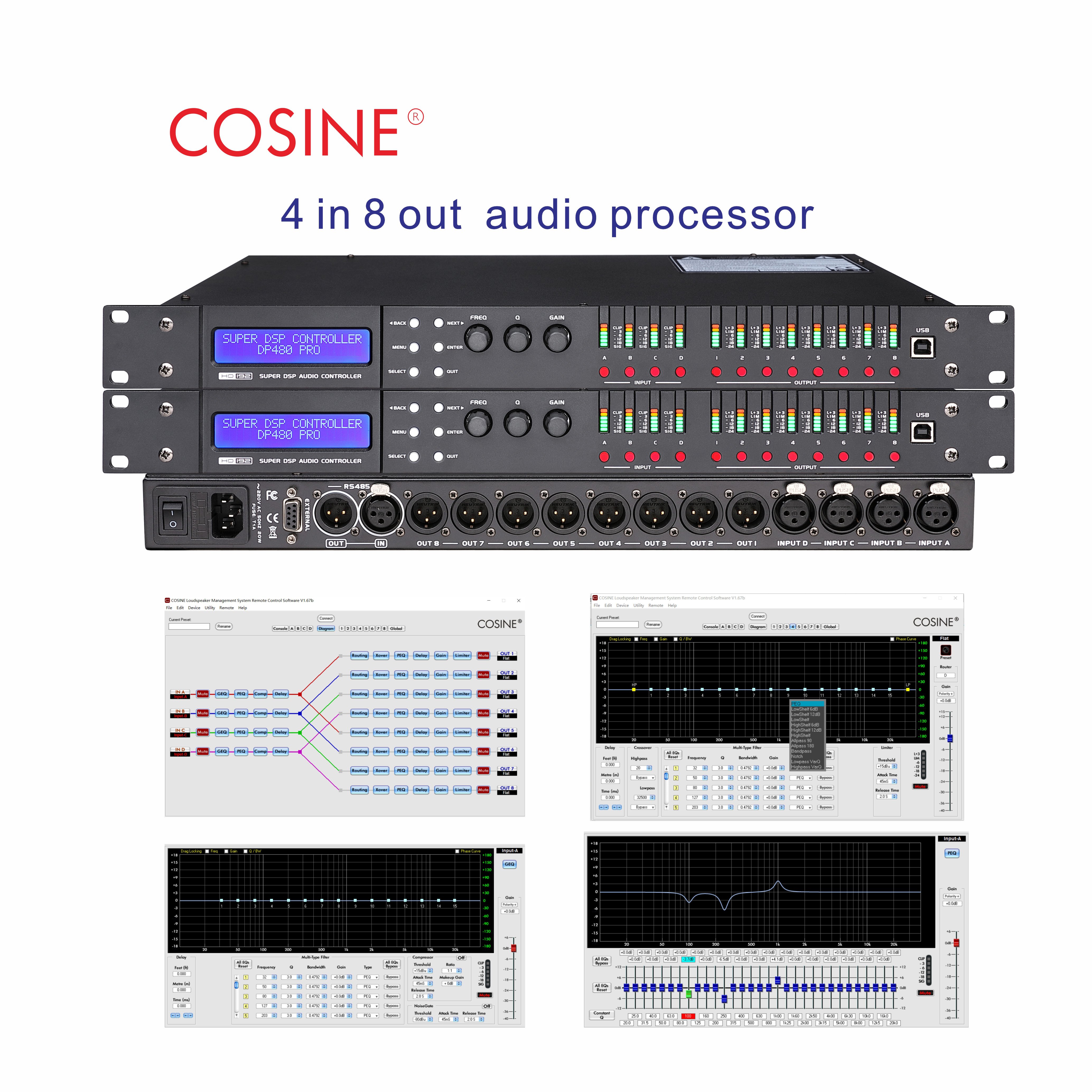 Wholesale 4 Input 8 Outputs Dsp Digital Audio Processor For Professional Stage Sound Equipment