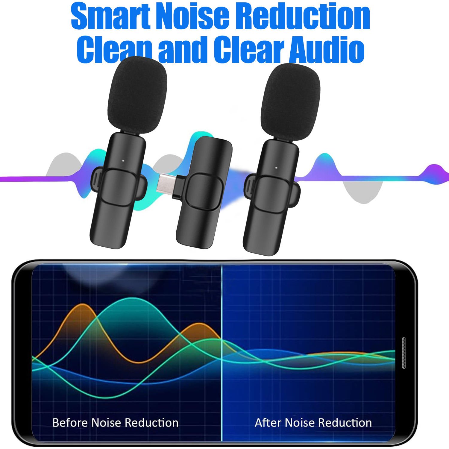 K9 2 in 1Plug-and-Play Wireless Pro Dual clips mini mic lavalier with Noise Reduction TikTok Ultra-Portable Podcast Equipment