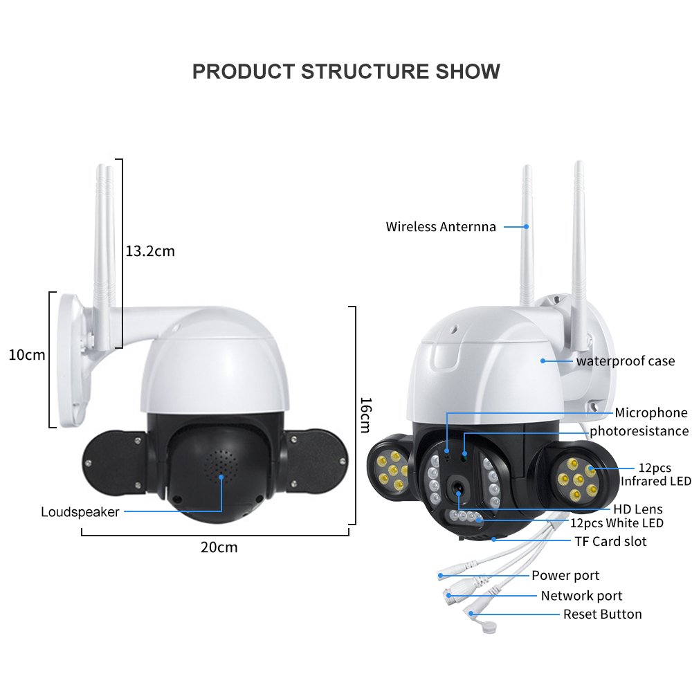 Wireless HD 5mp Cctv Ip Camera Wifi Security Camera Outdoor Wifi Tuya Ptz Camera