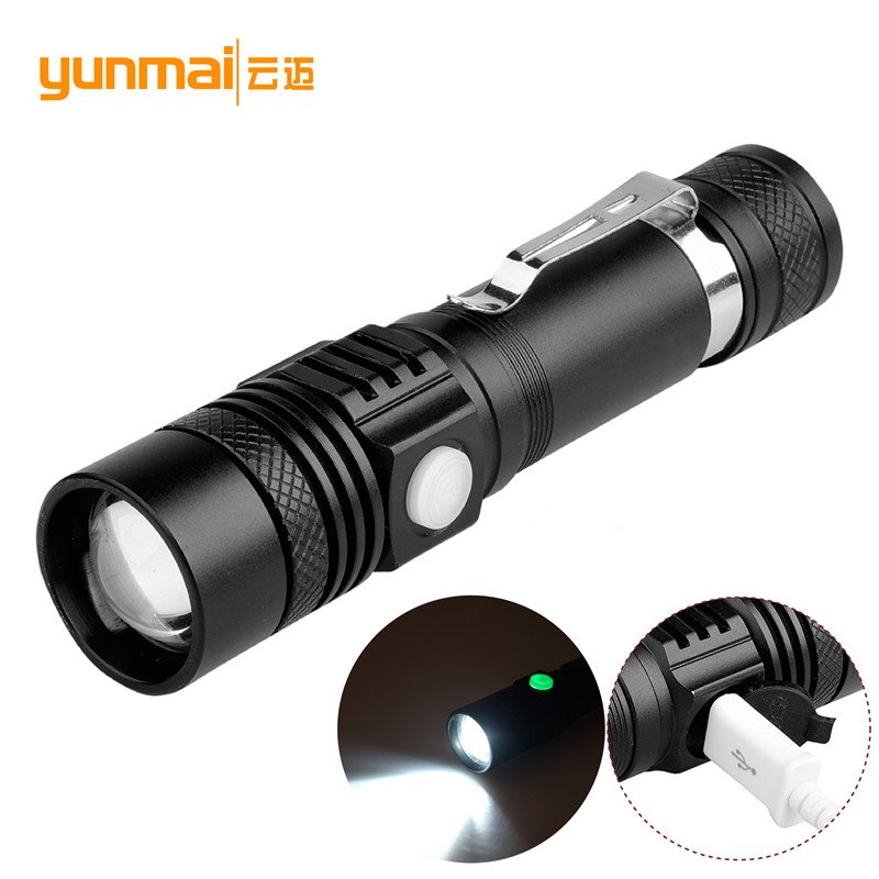 Long range zoom flashlight USB rechargeable flashlight T6 strong light flashlight