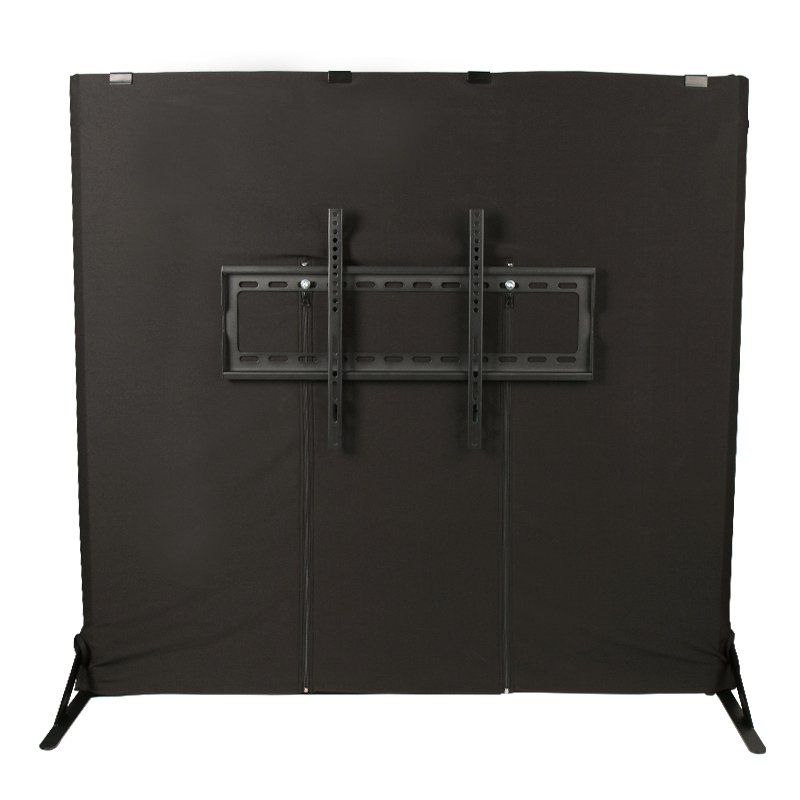Professional Foldable DJ Booth Stand Steel Frame with Black Scrim and TV Bracket Audio Sound Equipment