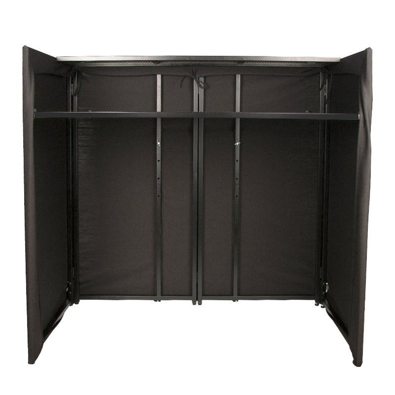 Professional Foldable DJ Booth Stand Steel Frame with Black Scrim and TV Bracket Audio Sound Equipment