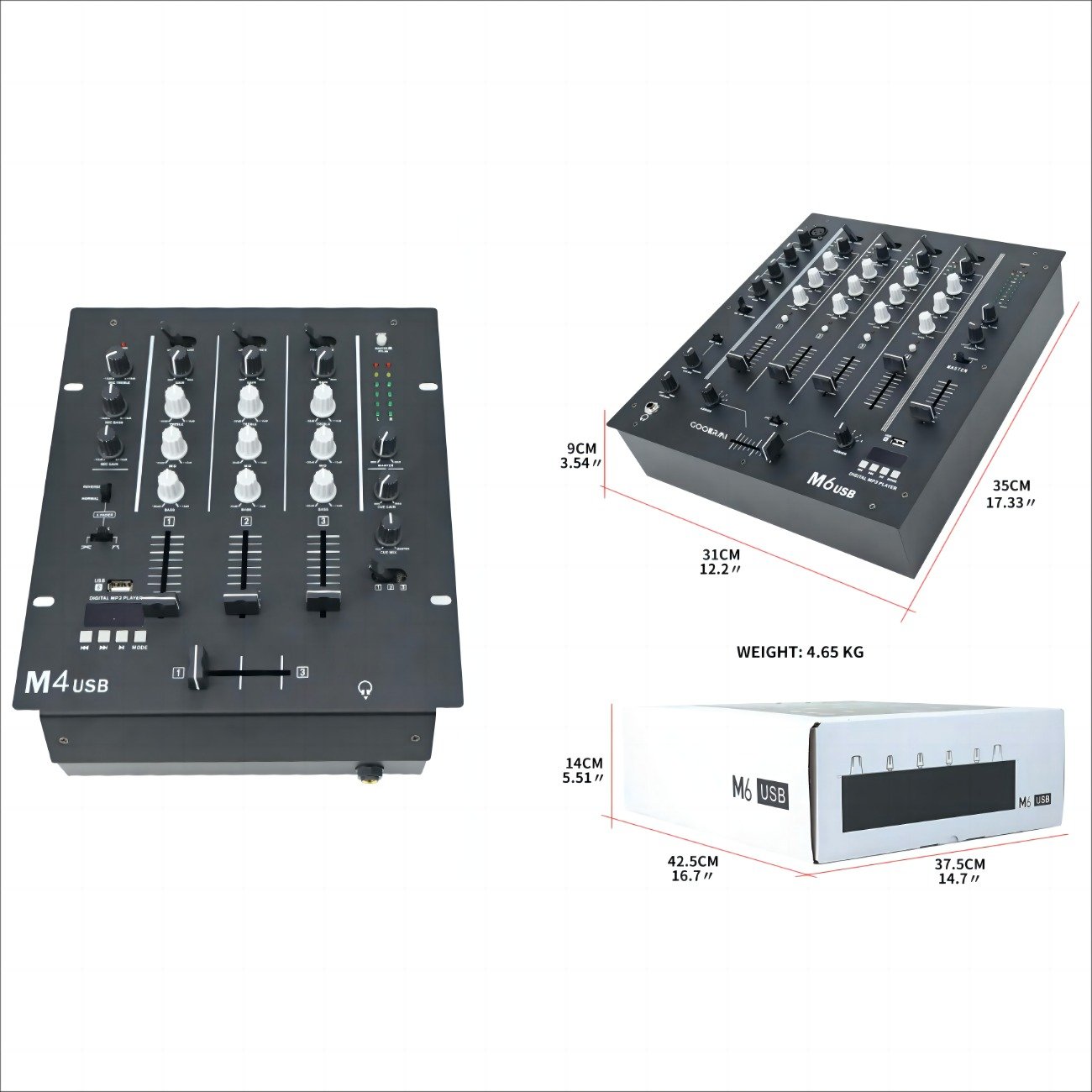 M6 USB professional 6 channel mixer console DJ mixer series usb mini echo amplifier digital sound dj controller audio mixer