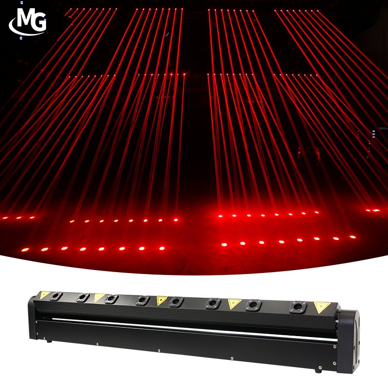 Disco Lighting RGB 3in1 Red Color Laser DMX512 Stage Show Party Light 8 Eyes Laser Moving Head Laser Light